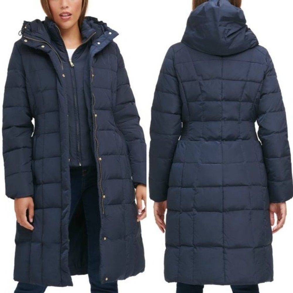 Box-Quilt Down Puffer Coat